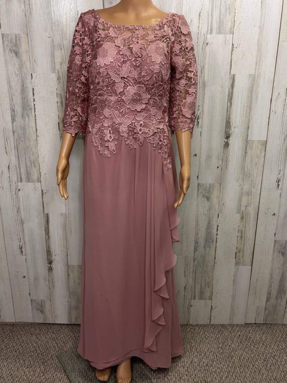 Azazie Mauve Lace & Chiffon Maxi Dress